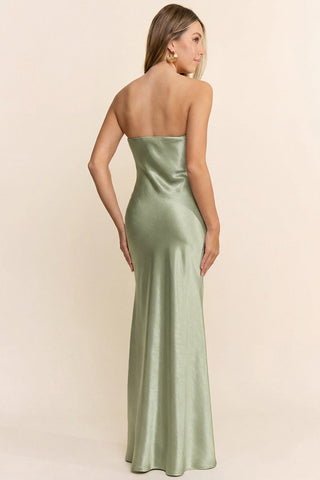 Delicate Petals Floral Applique Maxi Dress (Sage)