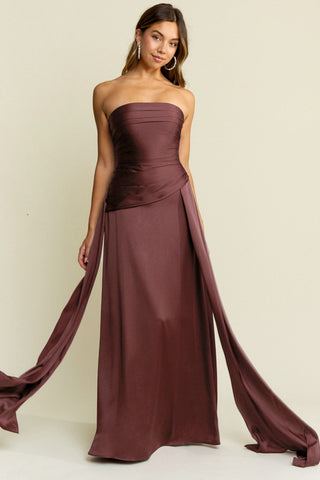 Simply Sweet Drop Waist Maxi Dress (Chocolate)