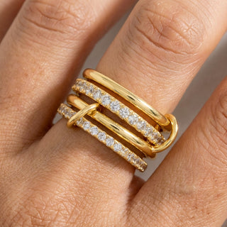 Ines Pave Linked Rings (Gold)