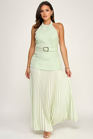 Simple Statement Belted Maxi Dress (Mint)