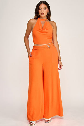 Peachy Keen Halter Top Set (Orange)