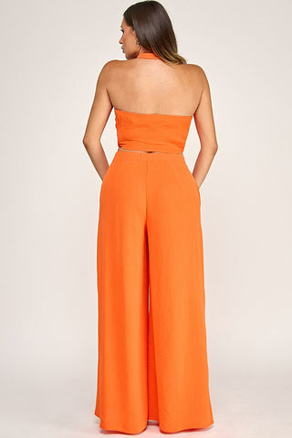 Peachy Keen Halter Top Set (Orange)