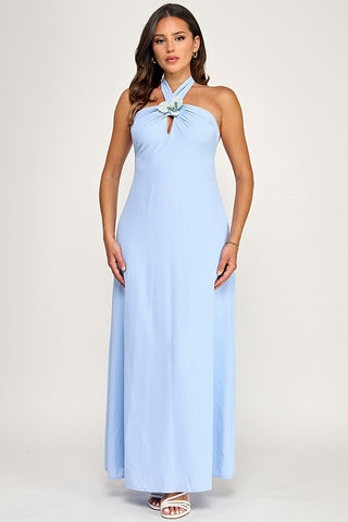 Venetian Dreams Halter Dress (Blue)