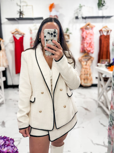 5th Avenue Bella Contrast Blazer (Cream/Black)