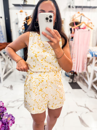 Lemon Meringue Floral Shorts Set (Yellow)