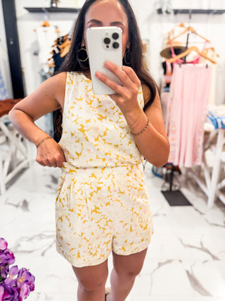 Lemon Meringue Floral Shorts Set (Yellow)