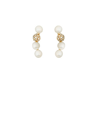 Elliana Curved Pearl Earrings (Gold)