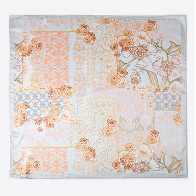 Azalea Floral Silk Scarf (Aqua)