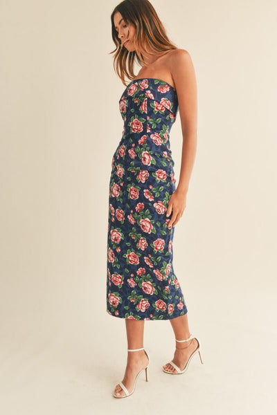 The Saratogian Floral Dress (Navy)