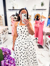Tea & Dots Halter Midi Dress (Cream)
