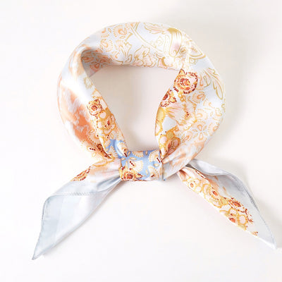 Azalea Floral Silk Scarf (Aqua)