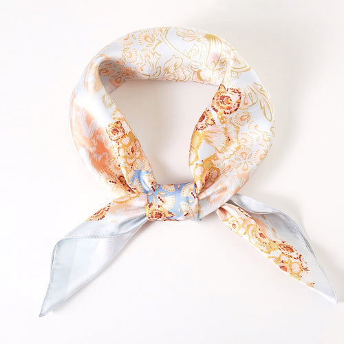 Azalea Floral Silk Scarf (Aqua)