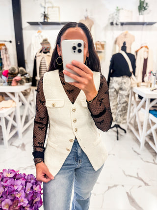 The French 75 Tweed Vest Cream