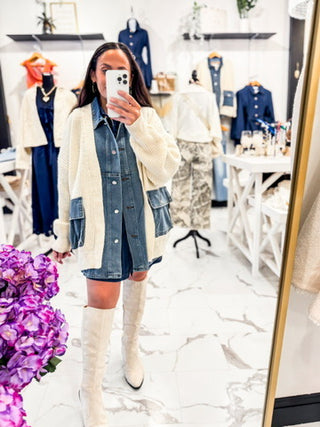 Denim Contrast Cardigan 