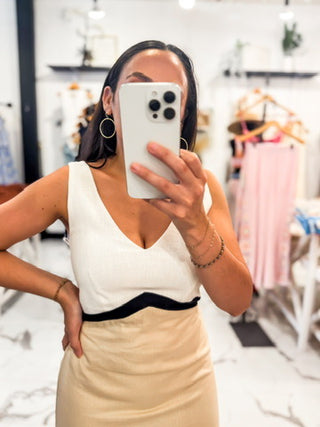 Linen Luxe Color Block Dress
