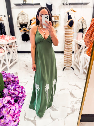 Havana Days Halter Maxi Dress (Olive)