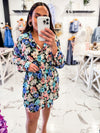 Living Life In Full Bloom Shirt Romper (Blue)