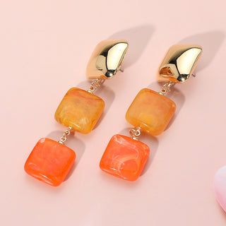 Ava Square Drop Earrings (Orange)