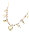 Carina Charm Beaded Necklace (Pink)