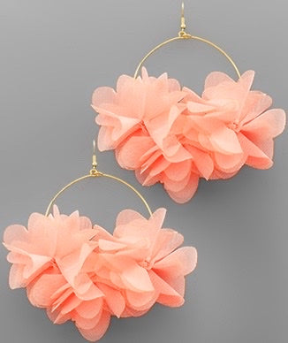 Hannah Flower Drop Earrings (Coral)