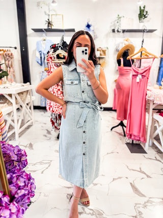 State of Denim Midi Dress Light Wash