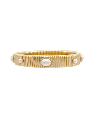 Maria Pearl Bangle Bracelet (Gold)