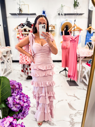 Ruffle Tiered Matching Crop Top & Skirt Set