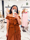 Vintage Havana Ruffle Top & Skirt Set In Sand