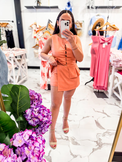 Low Rise Asymmetrical Orange Skort
