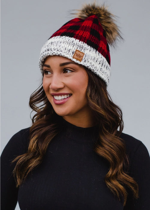 Snow Days Plaid Beanie (Red)