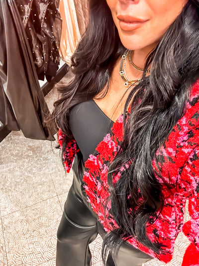 Bella V Boutique Tweed Pink and Red Jacket
