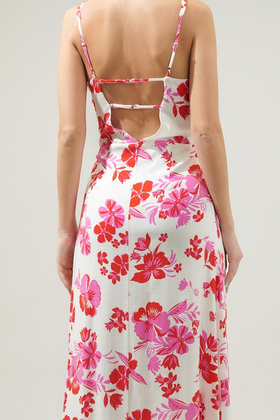 Whitney Floral Maxi Dress (White/Pink)