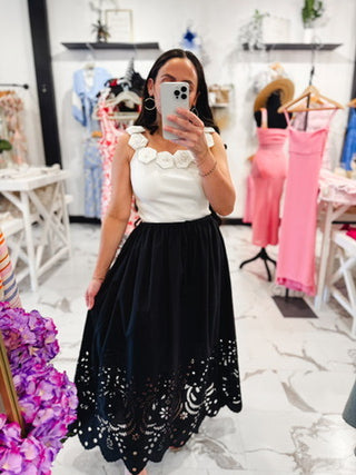 Summer Solstice Embroidery Skirt Black