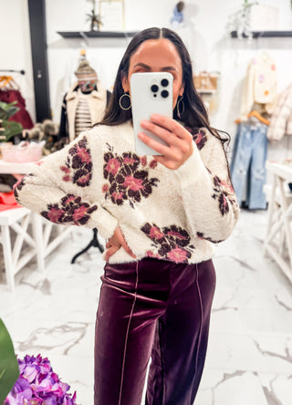 Fuzzy Wine and Purple Soft Sweater