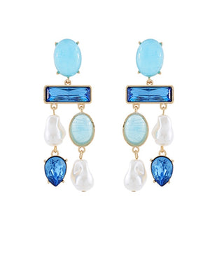 Katherine Pearl Earrings (Blue)