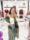 Bundled Up Fringe Scarf (Green)