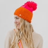 By The Fireside Beanie (Orange/Fuchsia)