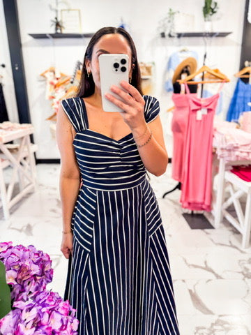 Saratoga Soiree A Line Dress (Navy)