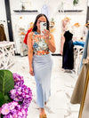 Serene Satin Midi Skirt (Light Blue)