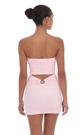 Time Passes Strapless Mini Dress (Pink)