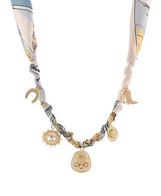 Amira Scarf Charm Necklace (Blue)