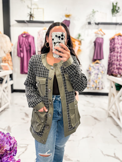 Fall Into Me Tweed Jacket (Olive)