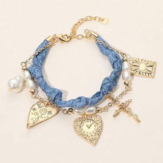 Brooklyn Denim Charm Bracelet (Gold)