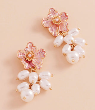 Kimimela Cluster Drop Earrings (Pink)