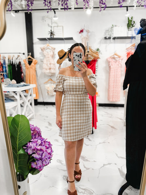 Ending Up With You Gingham Dress (Nude)