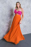 Color Blocking At Its Finest Dress (Pink/Orange)