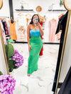 Coastal Babe Bandeau Dress (Green/Blue)