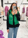 Bella V Boutique Kelly Green Puffer Vest Fall Outfit