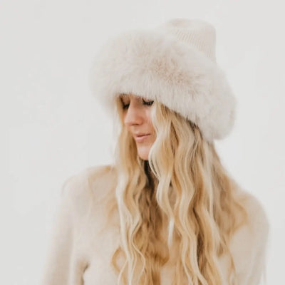 Karina Fuzzy Faux Fur Hat (Cream)