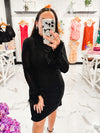 Mindy Fur Mini Dress (Black)